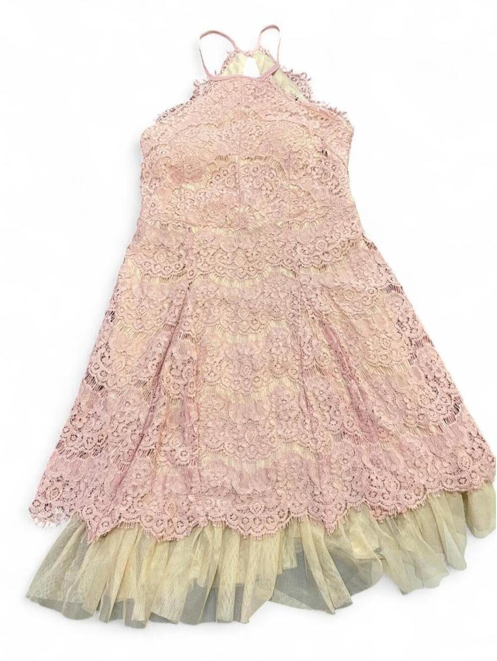 Trixxi Women's Pink and Cream Dress
